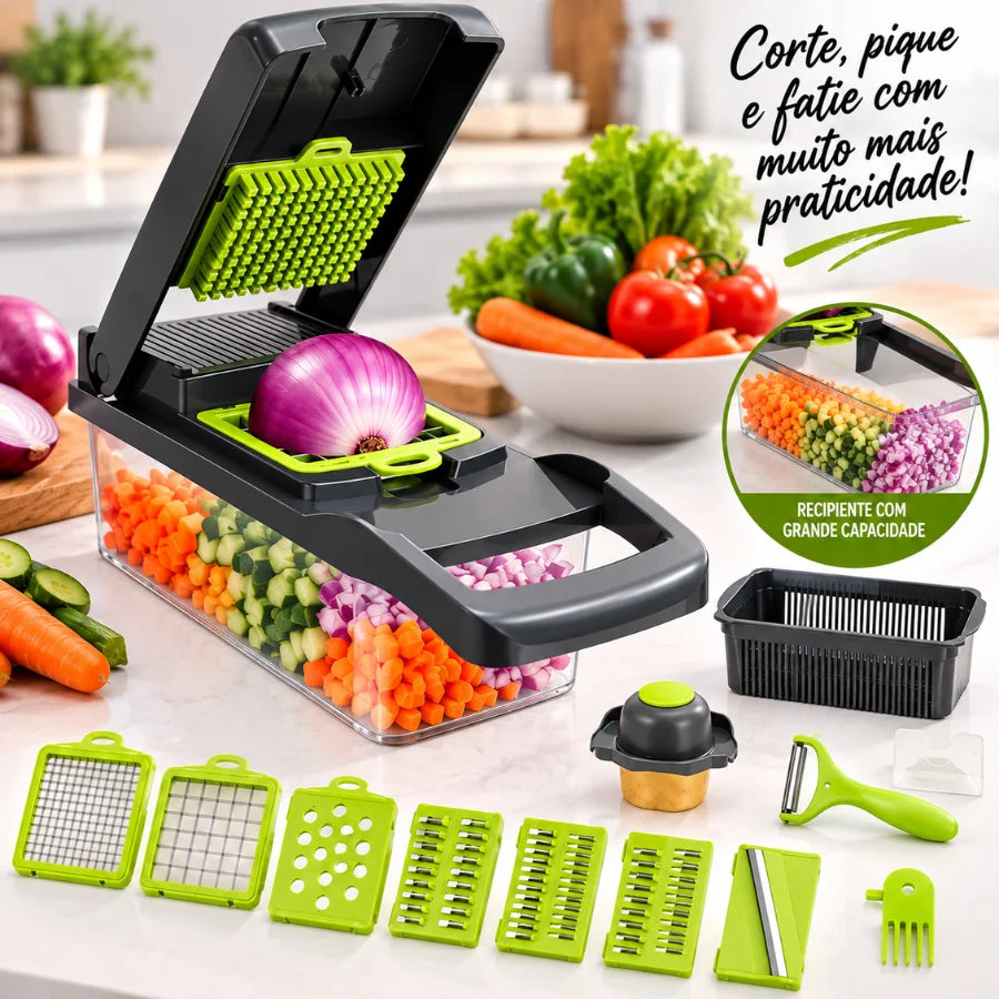 Various slicing options of the 16-in-1 Vegetable Slicer